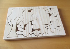 Bosdieren houten puzzel in passende houder