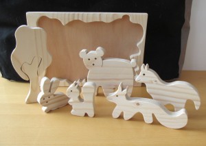 Bosdieren houten puzzel close up 2