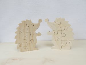 Houten puzzel egel twee stuks