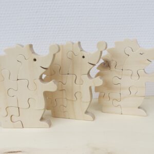 Houten puzzel egel drie stuks